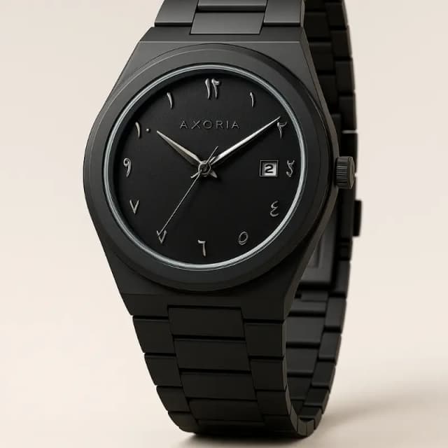 AXORIA AURA | Black Arabic Dial Stainless Steel Watch (2025 Edition)