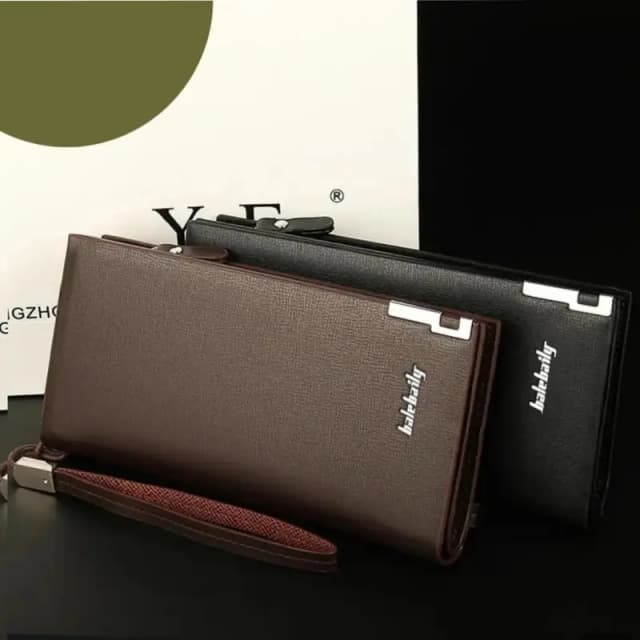 Mens Long Wallet | Large Capacity Zipper Purse with Card Holder & Wrist Strap