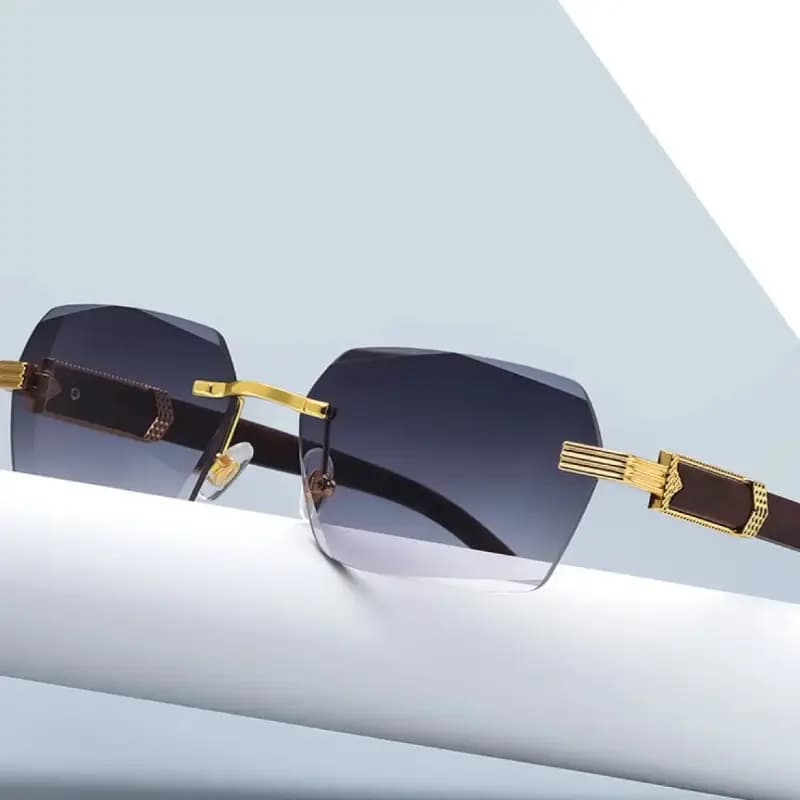 Luxury Rimless Gradient Square Sunglasses  Designer Frameless Unisex Fashion Shades